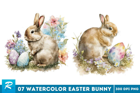 Watercolor easter bunny Bundle Sublimation Regulrcrative 