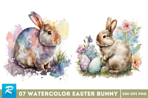 Watercolor easter bunny Bundle Sublimation Regulrcrative 