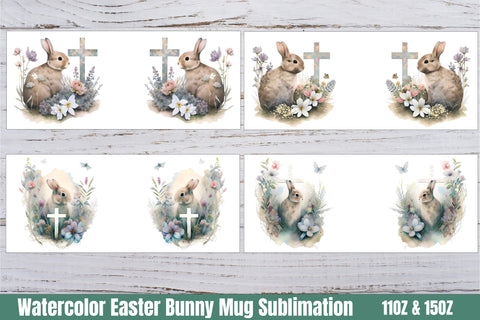 Watercolor Easter Bunny Mug Wrap bundle SVG Helga Art 