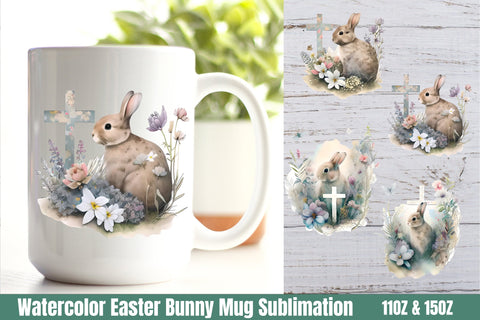 Watercolor Easter Bunny Mug Wrap bundle SVG Helga Art 