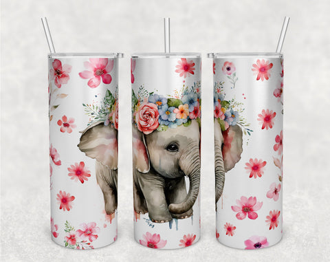 Watercolor Elephant Tumbler Wraps Bundle, 20 Oz Skinny Tumbler Elephant Sublimation Designs, Seamless Elephant PNG, 5 Designs Sublimation HappyDesignStudio 