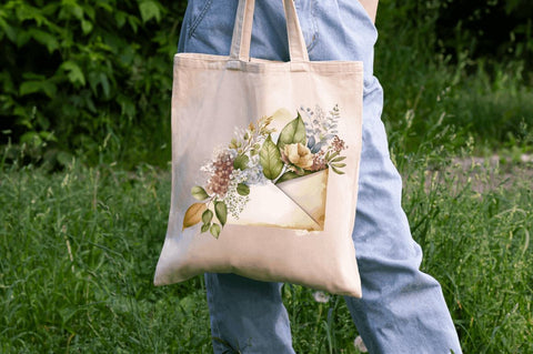 Watercolor Envelope flower Clipart Bundle Sublimation Regulrcrative 