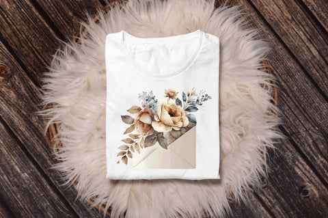 Watercolor Envelope flower Clipart Bundle Sublimation Regulrcrative 