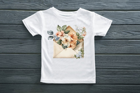 Watercolor Envelope flower Clipart Bundle Sublimation Regulrcrative 