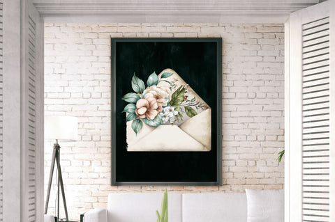 Watercolor Envelope flower Clipart Bundle Sublimation Regulrcrative 