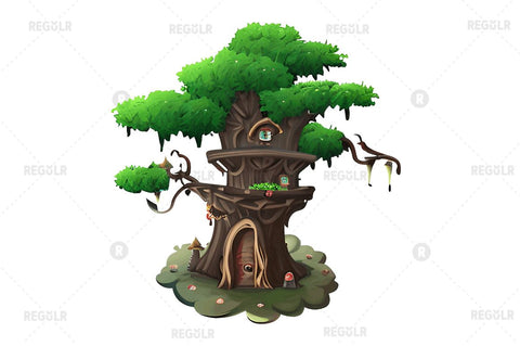 Watercolor Fairy Tree Clipart Bundle Sublimation Regulrcrative 