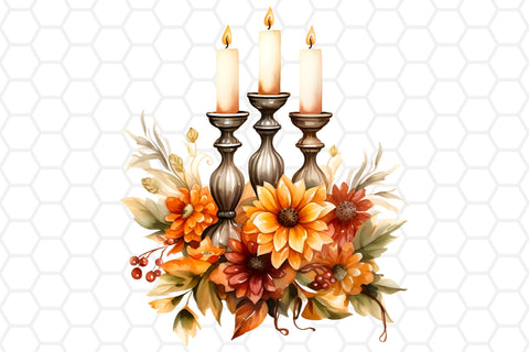 Watercolor Fall Candle Cliparts PNG Sublimation DreanArtDesign 
