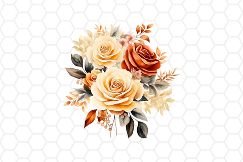 Watercolor Fall Flower Bouquet Cliparts Sublimation DreanArtDesign 