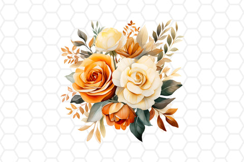Watercolor Fall Flower Bouquet Cliparts Sublimation DreanArtDesign 
