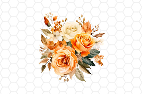 Watercolor Fall Flower Bouquet Cliparts Sublimation DreanArtDesign 