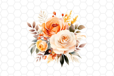 Watercolor Fall Flower Bouquet Cliparts Sublimation DreanArtDesign 