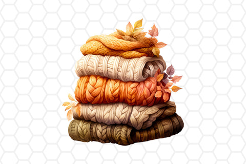 Watercolor Fall Knitted Sweaters Clipart Sublimation DreanArtDesign 