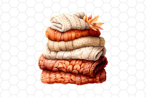 Watercolor Fall Knitted Sweaters Clipart Sublimation DreanArtDesign 