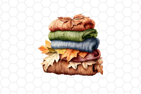 Watercolor Fall Knitted Sweaters Clipart Sublimation DreanArtDesign 