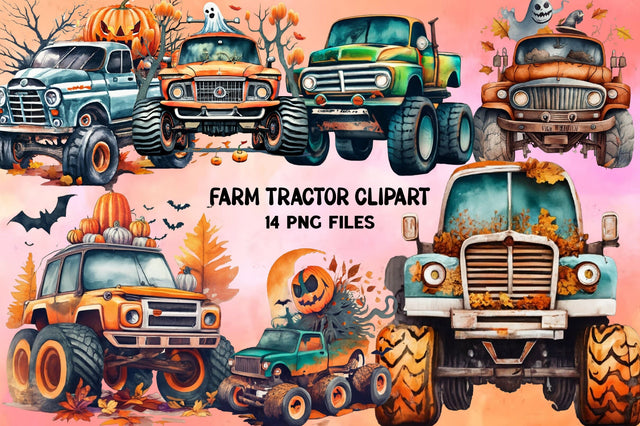 Watercolor Farm Red Tractor Clipart Sublimation Rupkotha 