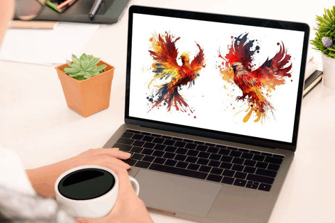 Watercolor Fire Phoenix Clipart Bundle Sublimation Regulrcrative 
