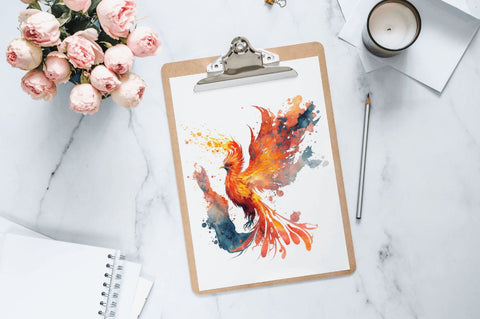 Watercolor Fire Phoenix Clipart Bundle Sublimation Regulrcrative 