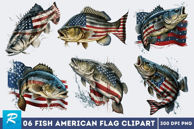 watercolor Fish American Flag Sublimation Clipart Sublimation Regulrcrative 