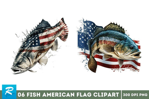 watercolor Fish American Flag Sublimation Clipart Sublimation Regulrcrative 
