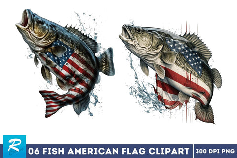 watercolor Fish American Flag Sublimation Clipart Sublimation Regulrcrative 