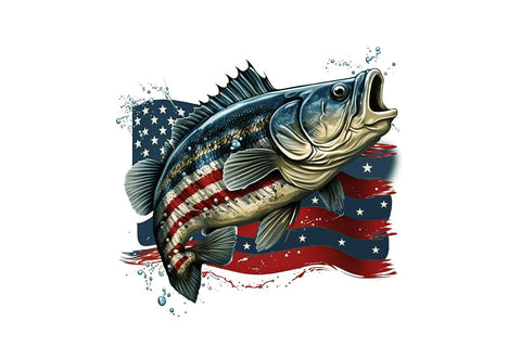 watercolor Fish American Flag Sublimation Clipart Sublimation Regulrcrative 