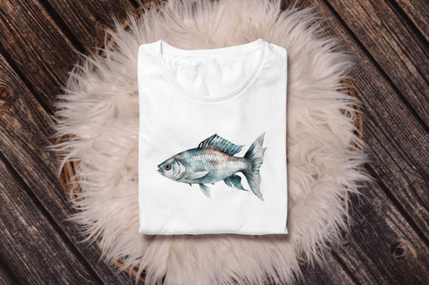 Watercolor Fish Bone Clipart Bundle Sublimation Regulrcrative 