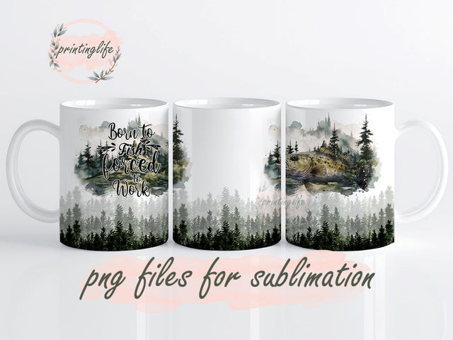 Watercolor Fishing Mug Wrap, Fishing PNG, Fishing Mug, Fathers Day Fishing png Sublimation PrintingLife 