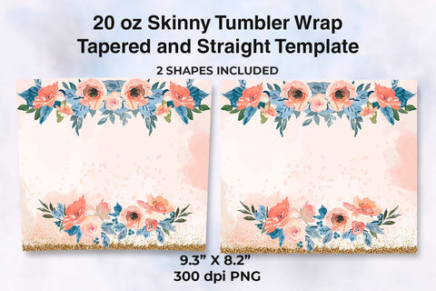 Watercolor Floral 20 oz Tumbler Wrap Sublimation Design Sublimation Sublimatiz Designs 