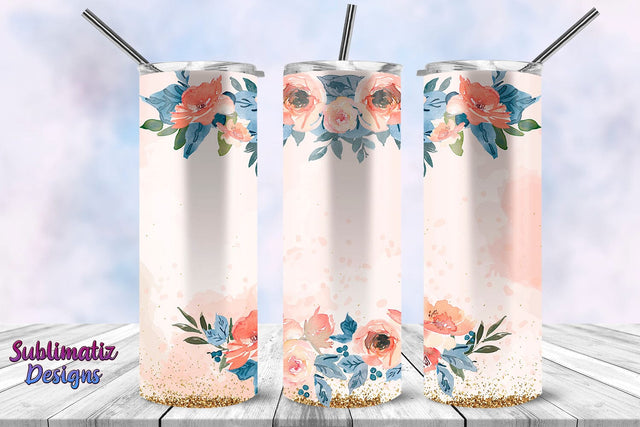 Watercolor Floral 20 oz Tumbler Wrap Sublimation Design Sublimation Sublimatiz Designs 
