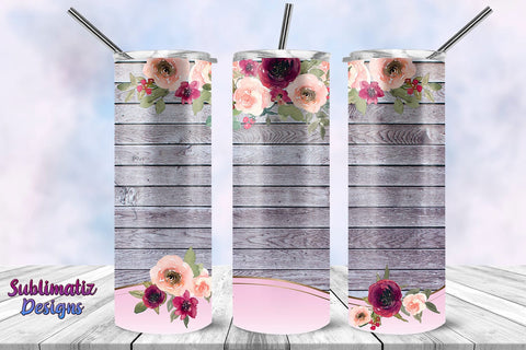 Watercolor Floral 20 oz Tumbler Wrap Sublimation Design Sublimation Sublimatiz Designs 