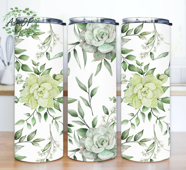 Watercolor Floral 20oz Skinny Tumbler Png, Watercolor Flowers, Floral Tumbler, Flowers Tumbler, Mother's Day Gift Sublimation AdriOP 