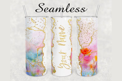 Watercolor Floral Agate Tumbler sublimation design 20 oz skinny tumbler wrap Sublimation BambinaCreations 
