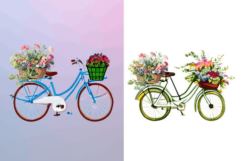 Watercolor Floral Bicycle Clipart Bundle Sublimation Regulrcrative 