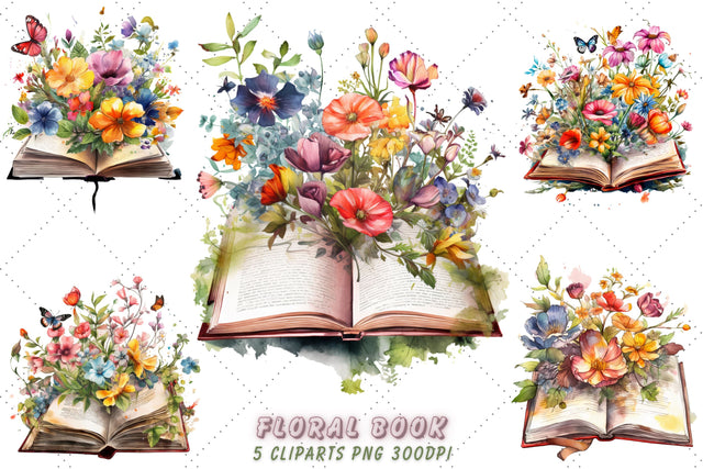 Watercolor Floral Book Clipart Bundle, Sublimation, Floral Book Sublimation FloridPrintables 