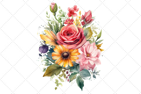 Watercolor Floral Bouquet Clipart Bundle, Sublimation, Floral Bouquet Sublimation FloridPrintables 