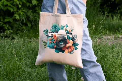 Watercolor Floral Camera Clipart Bundle Sublimation Regulrcrative 