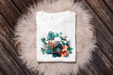 Watercolor Floral Camera Clipart Bundle Sublimation Regulrcrative 