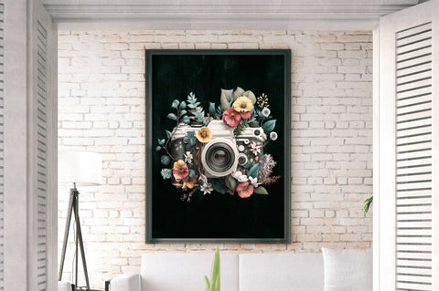 Watercolor Floral Camera Clipart Bundle Sublimation Regulrcrative 