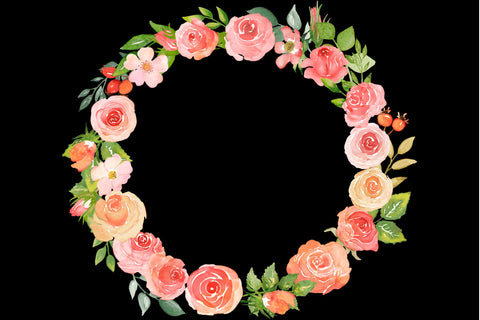 Watercolor Floral Clipart, Roses And Leaves PNG Bundle Sketch DESIGN Yuliya 