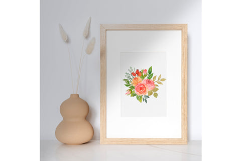 Watercolor Floral Clipart, Roses And Leaves PNG Bundle Sketch DESIGN Yuliya 