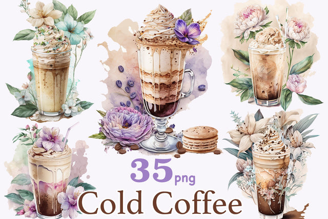 Watercolor Floral Coffee Clipart | Coffee Sublimation Bundle SVG GlamArtZhanna 