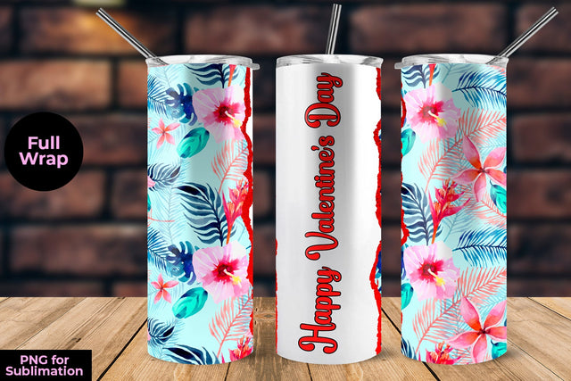 Watercolor Floral Pattern Tumbler Sublimation Wrap Valentine Day Sublimation Sublimatiz Designs 
