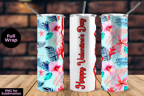 Watercolor Floral Pattern Tumbler Sublimation Wrap Valentine Day Sublimation Sublimatiz Designs 