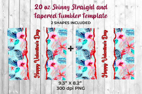 Watercolor Floral Pattern Tumbler Sublimation Wrap Valentine Day Sublimation Sublimatiz Designs 