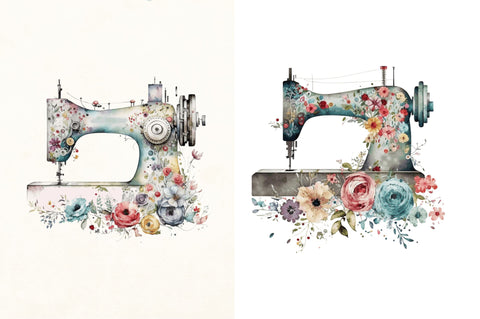 Watercolor Floral Sewing Machines Clipart Bundle Sublimation Regulrcrative 