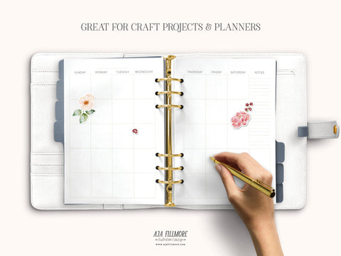 Watercolor Floral Sticker Sheet SVG Aja Nicole Designs 