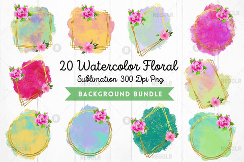 Watercolor Floral Sublimation Background Bundle Sublimation Regulrcrative 