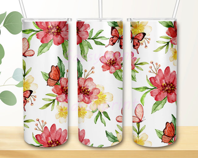 Watercolor Floral Sublimation Designs For Tumbler Downloads Watercolor flower Skinny Tumbler Templates 20oz Design PNG Sublimation sassyprint 