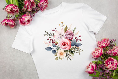 Watercolor Flower Arrangements Florals Sublimation Regulrcrative 