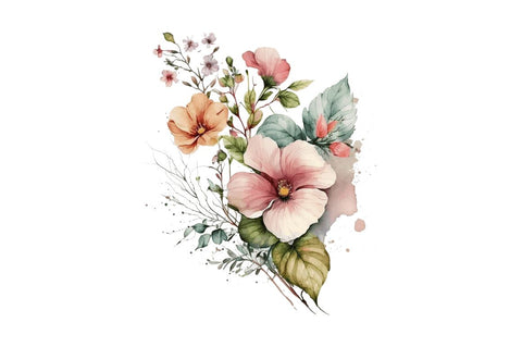 Watercolor flower clipart Bundle Sublimation Regulrcrative 